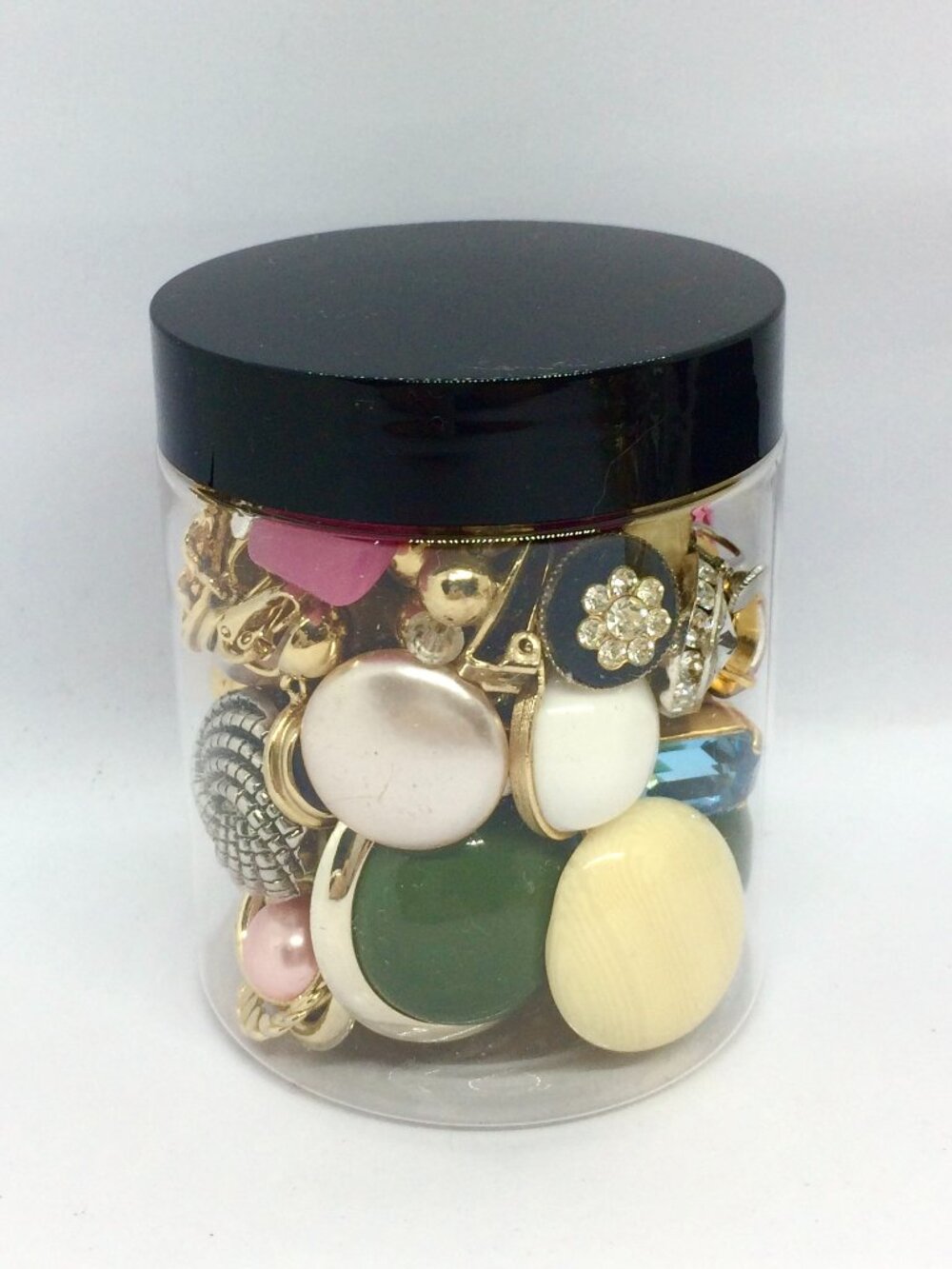 MYSTERY JEWELRY JAR Vintage Modern Clip On Earrings Wearable Costume Jewelry Lot